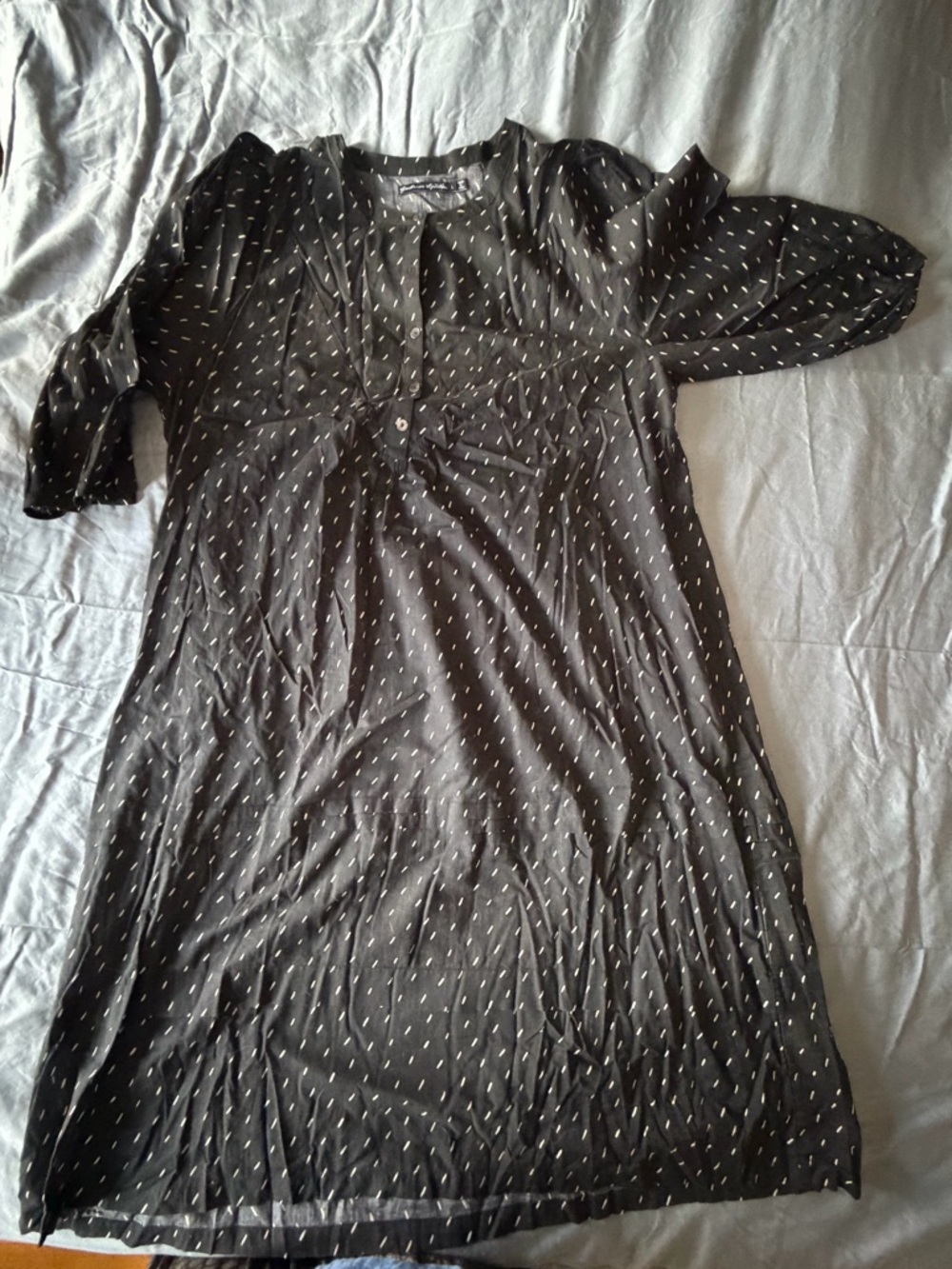 Gudrun Sjöden Black Midi Dress with White Dash Print
